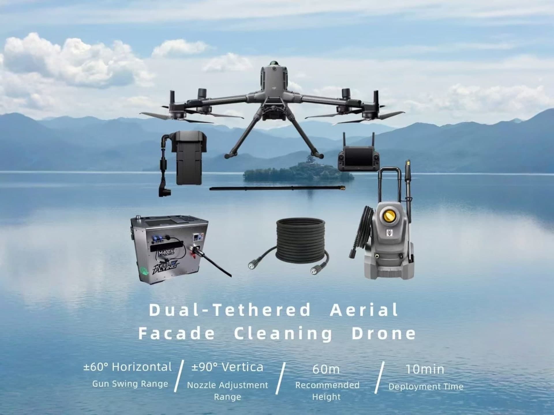 DJI Matrice 400 Double-Tethered High-Pressure Washing System